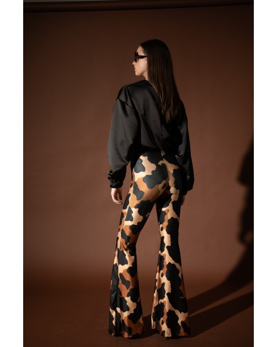 Type Love Cow Coffee Flared Παντελόνι