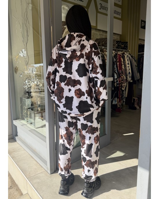 Type Love Cow White Oversized Φούτερ & Παντελόνι