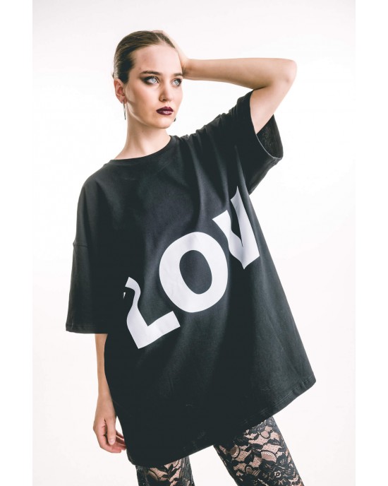 Type Love LOV Oversized T-shirt Black Μπλούζα