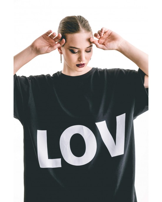 Type Love LOV Oversized T-shirt Black Μπλούζα