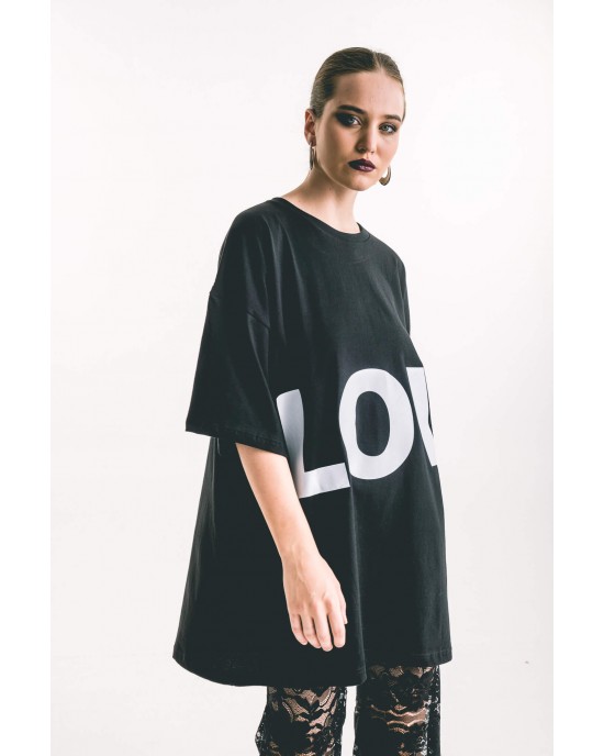 Type Love LOV Oversized T-shirt Black Μπλούζα