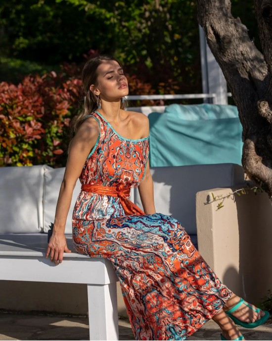 Type Love Lavalamp Coral Sleeveless Φόρεμα