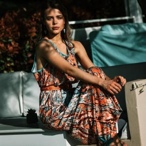 Type Love Lavalamp Coral Sleeveless Φόρεμα