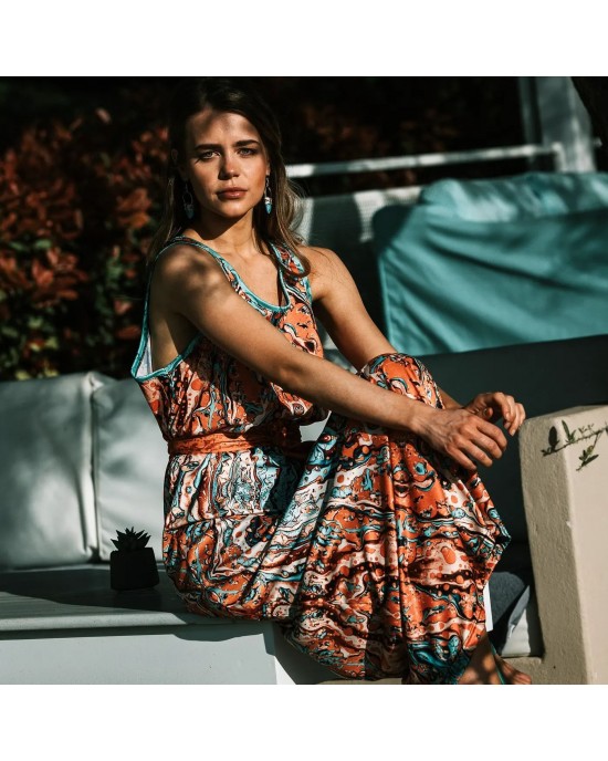 Type Love Lavalamp Coral Sleeveless Φόρεμα