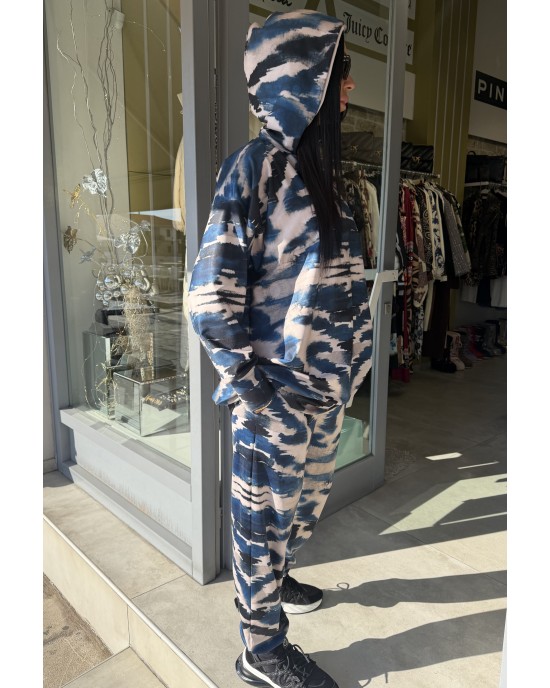 Type Love Zebra Blue Oversized Φούτερ & Παντελόνι