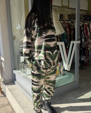 Type Love Zebra Green Oversized Φούτερ & Παντελόνι