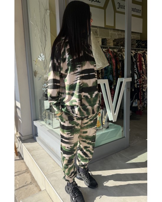 Type Love Zebra Green Oversized Φούτερ & Παντελόνι