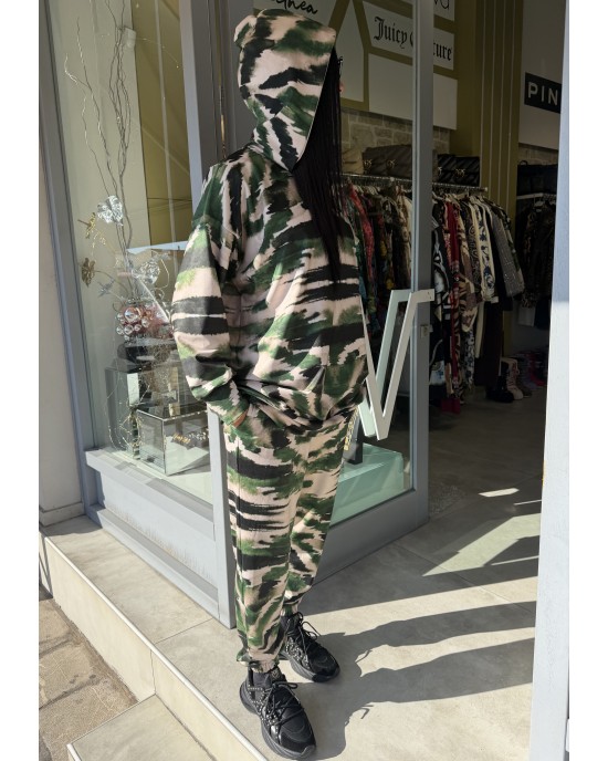Type Love Zebra Green Oversized Φούτερ & Παντελόνι