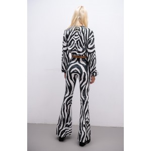 Type Love Zebra Crop Μπλούζα & Flared Παντελόνι