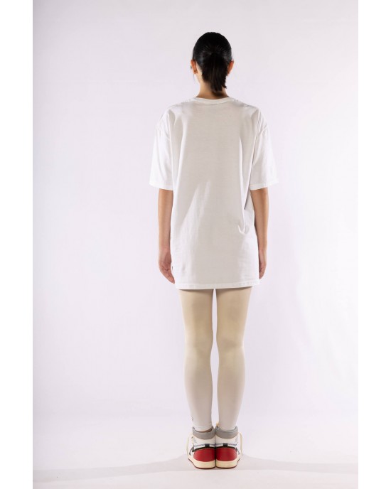 Type Love White Oversized Κοντομάνικη Μπλούζα