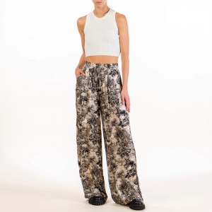 Vicolo Patterned Sand/Black Παντελόνι