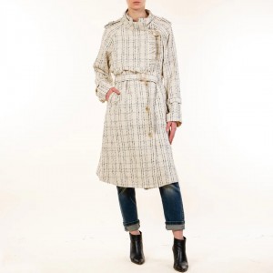 Vicolo Patterned Trench Παλτό Butter/Black