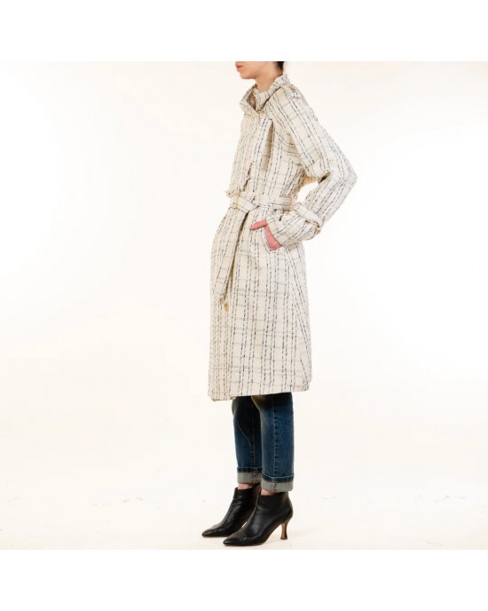 Vicolo Patterned Trench Παλτό Butter/Black