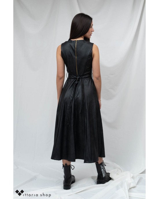 K-Lab Faux Leather Φόρεμα Μαύρο