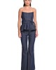 We Coss Denim Set Strapless Top & Flared Παντελόνι