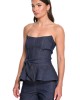 We Coss Denim Set Strapless Top & Flared Παντελόνι