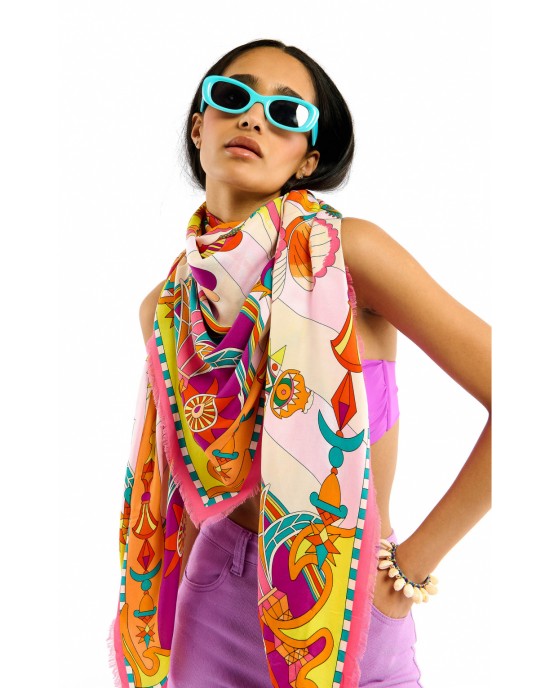 Wild Enchantered Pink Big Μαντήλι