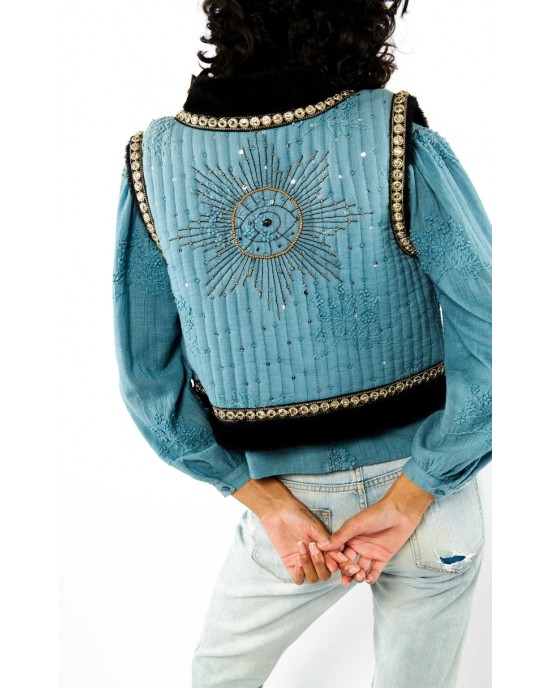 Wild Isco Blue Bolero Γιλέκο