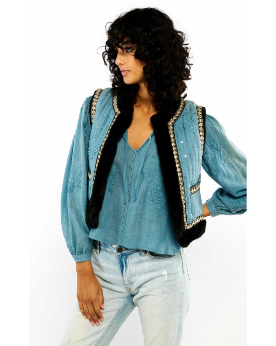 Wild Isco Blue Bolero Γιλέκο