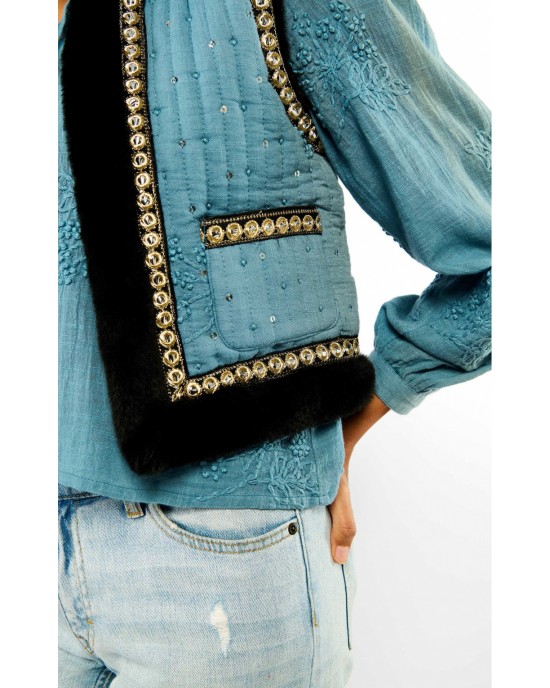 Wild Isco Blue Bolero Γιλέκο