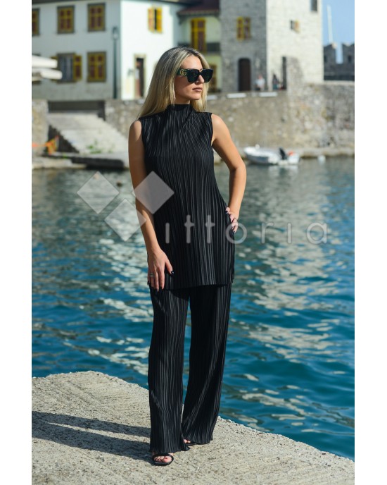 Zoya Pleated Black Sleeveless Top/Φόρεμα