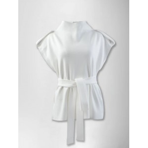 Zoya Sleeveless Belted Relaxed Μπλούζα Ecru