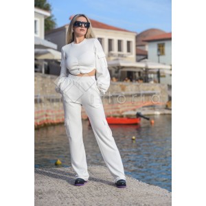 Zoya Pockets Ecru Crop Μπλούζα & Παντελόνι