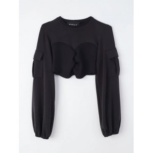 Zoya Pockets Black Crop Μπλούζα