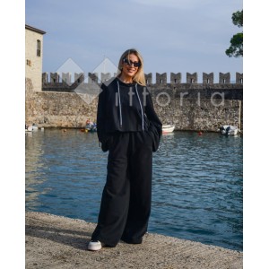 Zoya Comfort Fit Black Φούτερ Με Κουκούλα & Παντελόνι