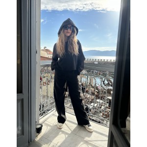 Zoya Comfort Fit Black Μπλούζα Με Κουκούλα