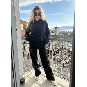 Zoya Comfort Fit Black Μπλούζα Με Κουκούλα