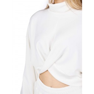 Zoya Turtleneck Crop Ecru Comfort Fit Μπλούζα