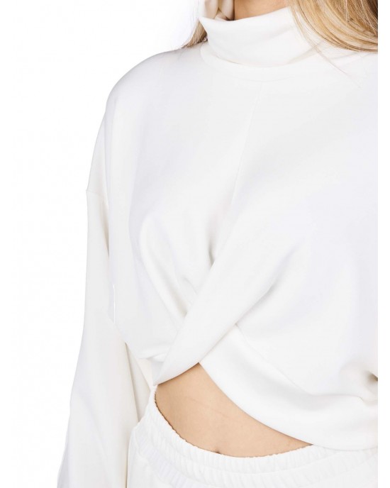 Zoya Turtleneck Crop Ecru Comfort Fit Μπλούζα