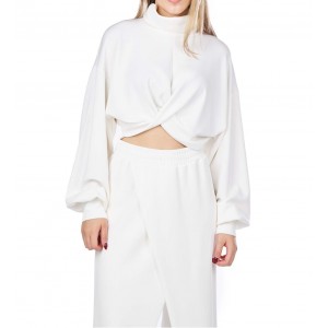 Zoya Turtleneck Crop Ecru Comfort Fit Μπλούζα