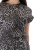 Zoya Animal Print Satin Black Shortsleeve Long Φόρεμα