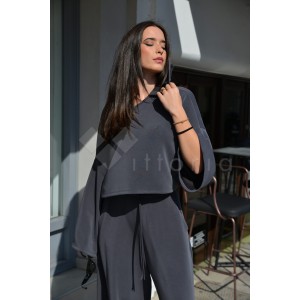 Zoya Longsleeve Comfort Fit Coal Μπλούζα Φούτερ