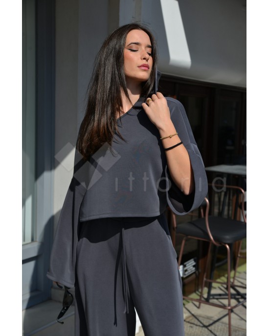 Zoya Longsleeve Comfort Fit Coal Μπλούζα Φούτερ