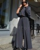 Zoya Elastic High Waist Wide Leg Coal Παντελόνι