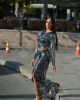 Zoya Metallic Printed Silver Slit Maxi Φούστα