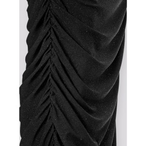 Zoya One Shoulder Ruffles Fitted Black Long Φόρεμα Zoya One Shoulder Ruffles Fitted Black Long Φόρεμα