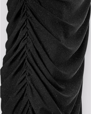 Zoya One Shoulder Ruffles Fitted Black Long Φόρεμα