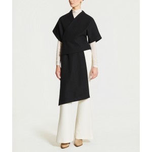 Zoya Asymmetric Shortsleeve Belted Short Black Παλτό/Κάπα Zoya Asymmetric Shortsleeve Belted Short Black Παλτό/Κάπα