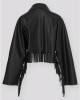 Zoya Fringed Belted Faux Leather Short Black Παλτό Zoya Fringed Belted Faux Leather Short Black Παλτό