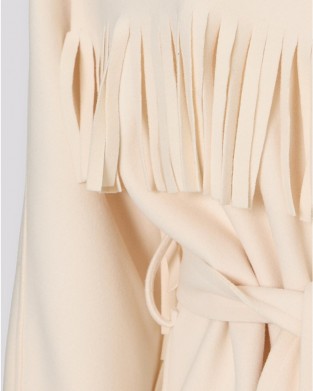 Zoya Fringed Belted Short Vanilla Παλτό