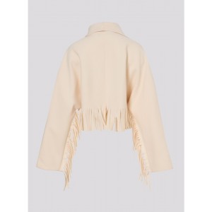 Zoya Fringed Belted Short Vanilla Παλτό