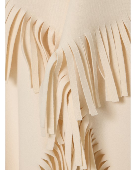 Zoya Fringed Belted Long Vanilla Παλτό