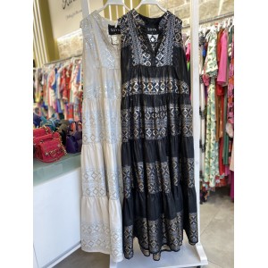 Zoya Maxi Αμάνικο Φόρεμα Εκρού