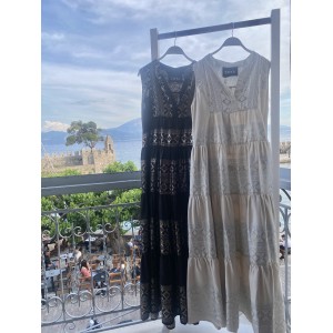 Zoya Maxi Αμάνικο Φόρεμα Εκρού