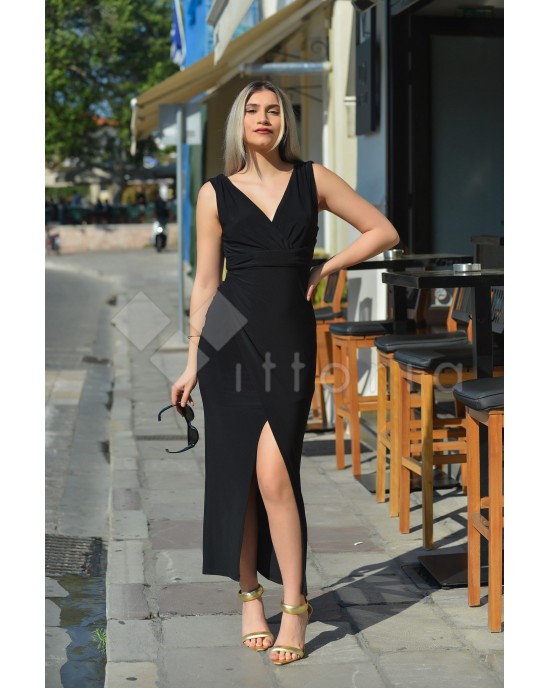 Zoya Sleeveless Ruffles Midi Black Φόρεμα