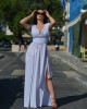 Zoya Sleeveless Ruffles Belted Maxi White Φόρεμα